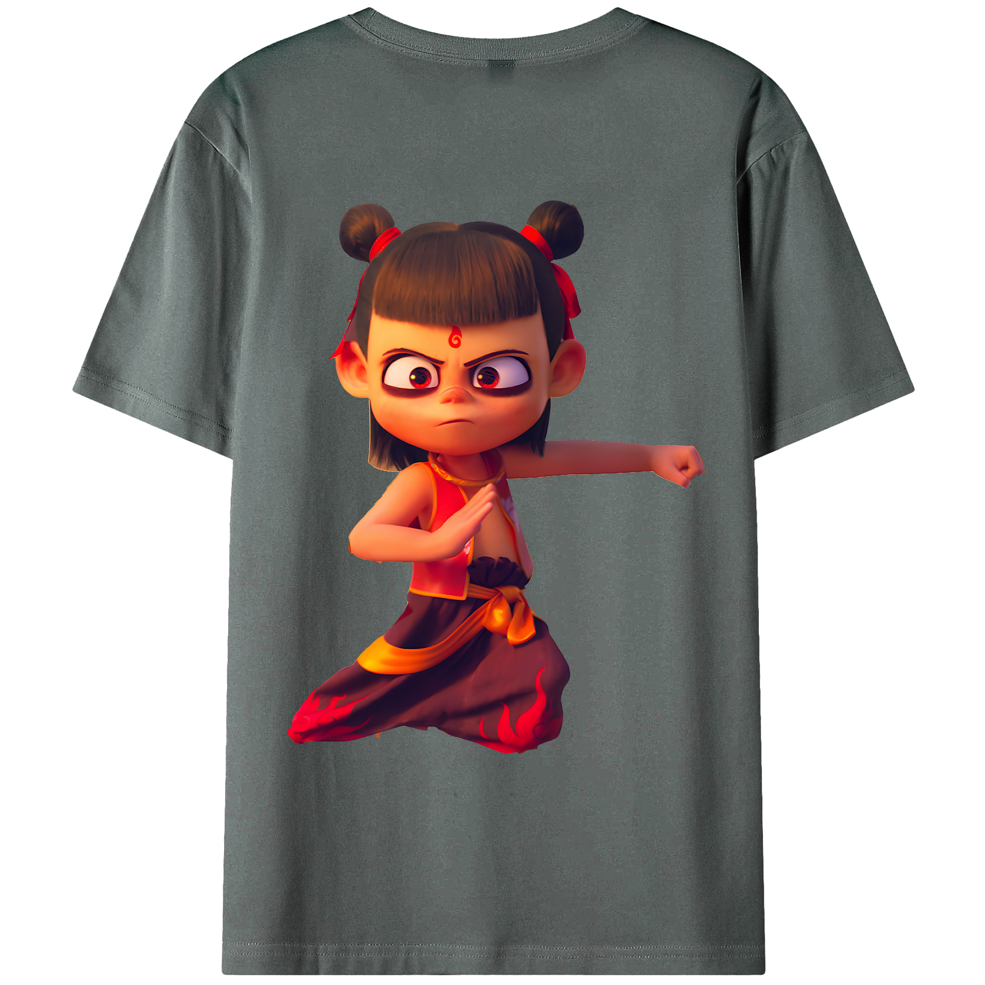 （画像用） Ne Zha 2 ナタ 魔童の大暴れ 綿100％ メンズ半袖Tシャツ（バックプリント） 通気性